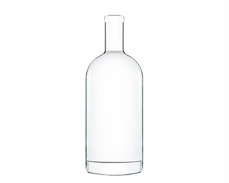 Crystal Clear 1000ml Cork Stopper Round Vodka Bottle for Spirits